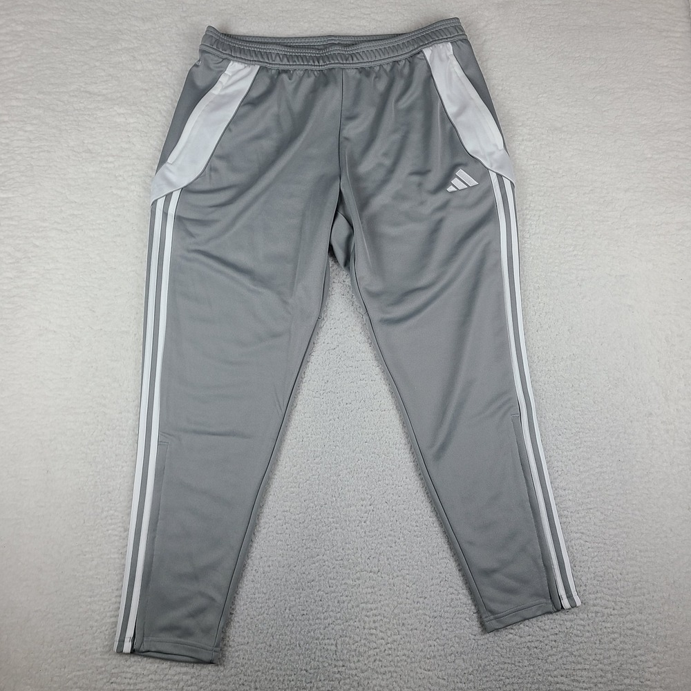 Adidas Pants Mens XL Gray Skinny Zipper Cuff Tiro24 Sweatpants Joggers NEW